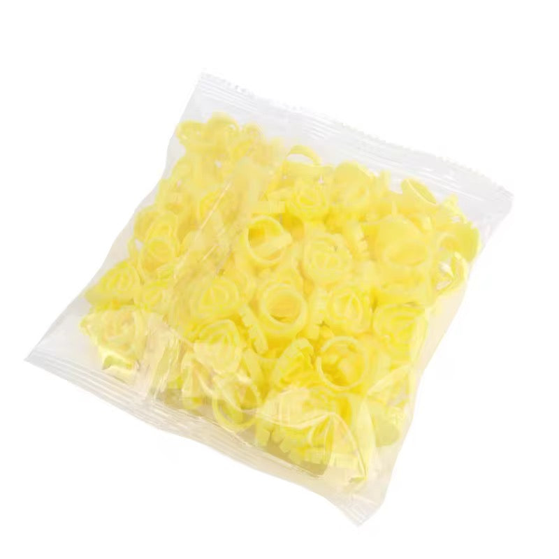 Yellow Heart Shaped Glue Rings (100 pcs)
