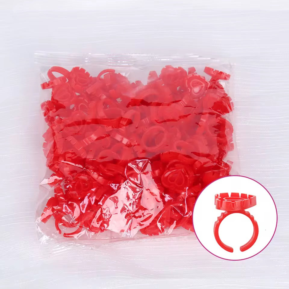 Red Heart Shaped Glue Rings (100 pcs)